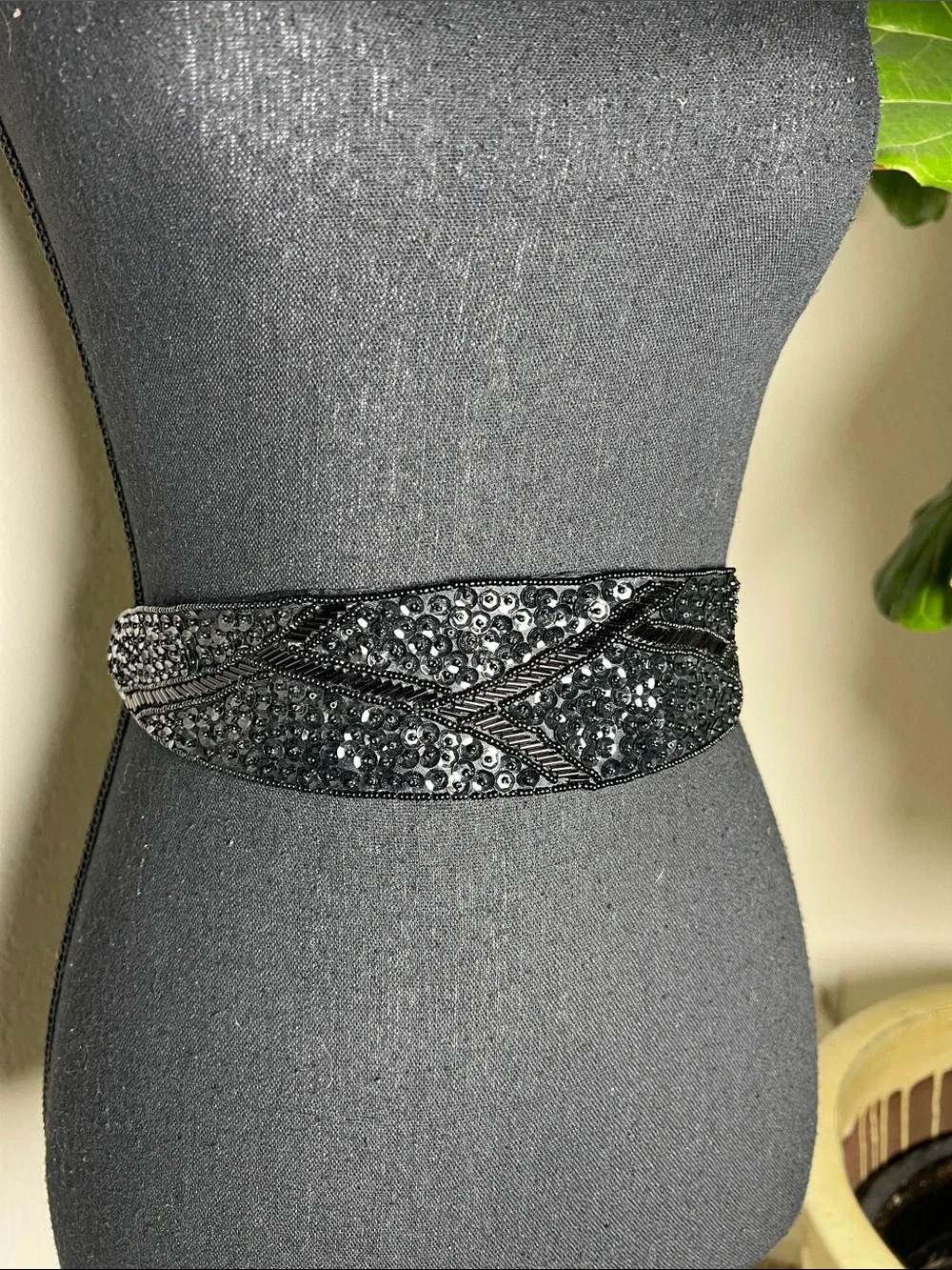 MILOR Women’s Vintage Hand Beaded Sequin Art Deco Geometric Statement Belt OS